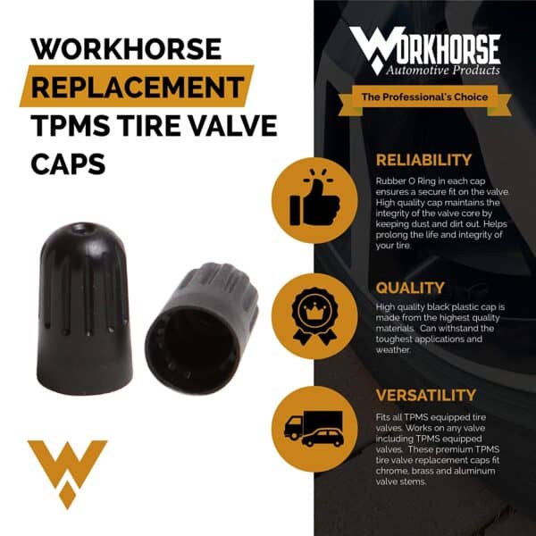 Black TPMS Replacement Tire Valve Caps