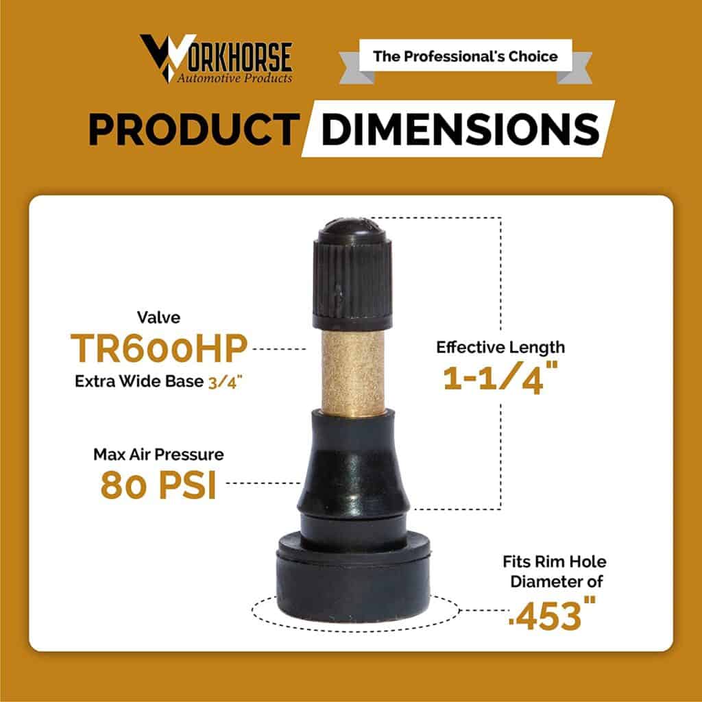 TR416 Replacement Tire Valve Stems With Grommets To Fit .453" Or .625" Rim Hole. Pack Of 25
