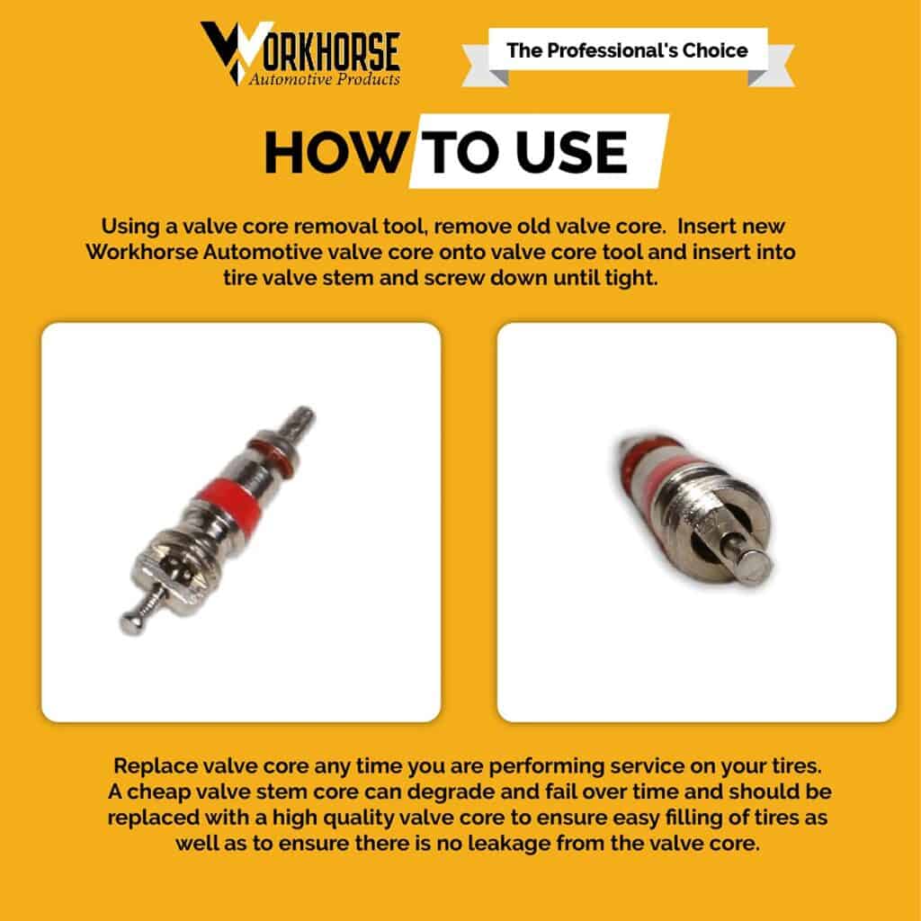 Premium Replacement High Temp Valve Stem Cores, Pack Of 100 Workhorse