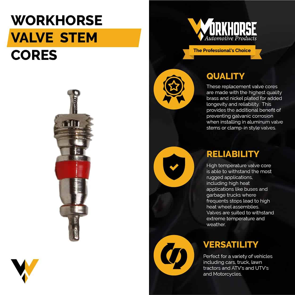 Premium Replacement High Temp Valve Stem Cores, Pack of 100 - Workhorse  Automotive Products