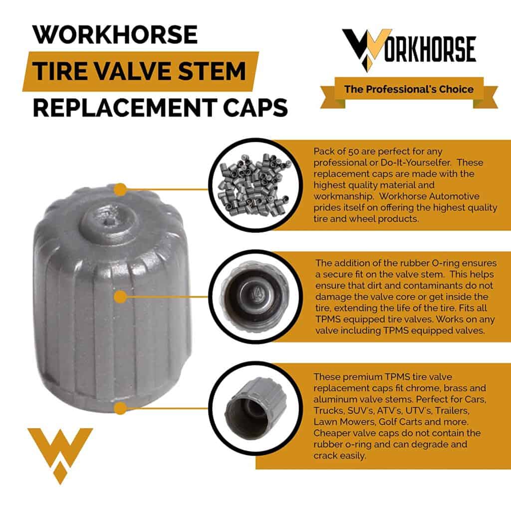 Grey Replacement TPMS Tire Valve Stem Caps Pack Of 50 Workhorse